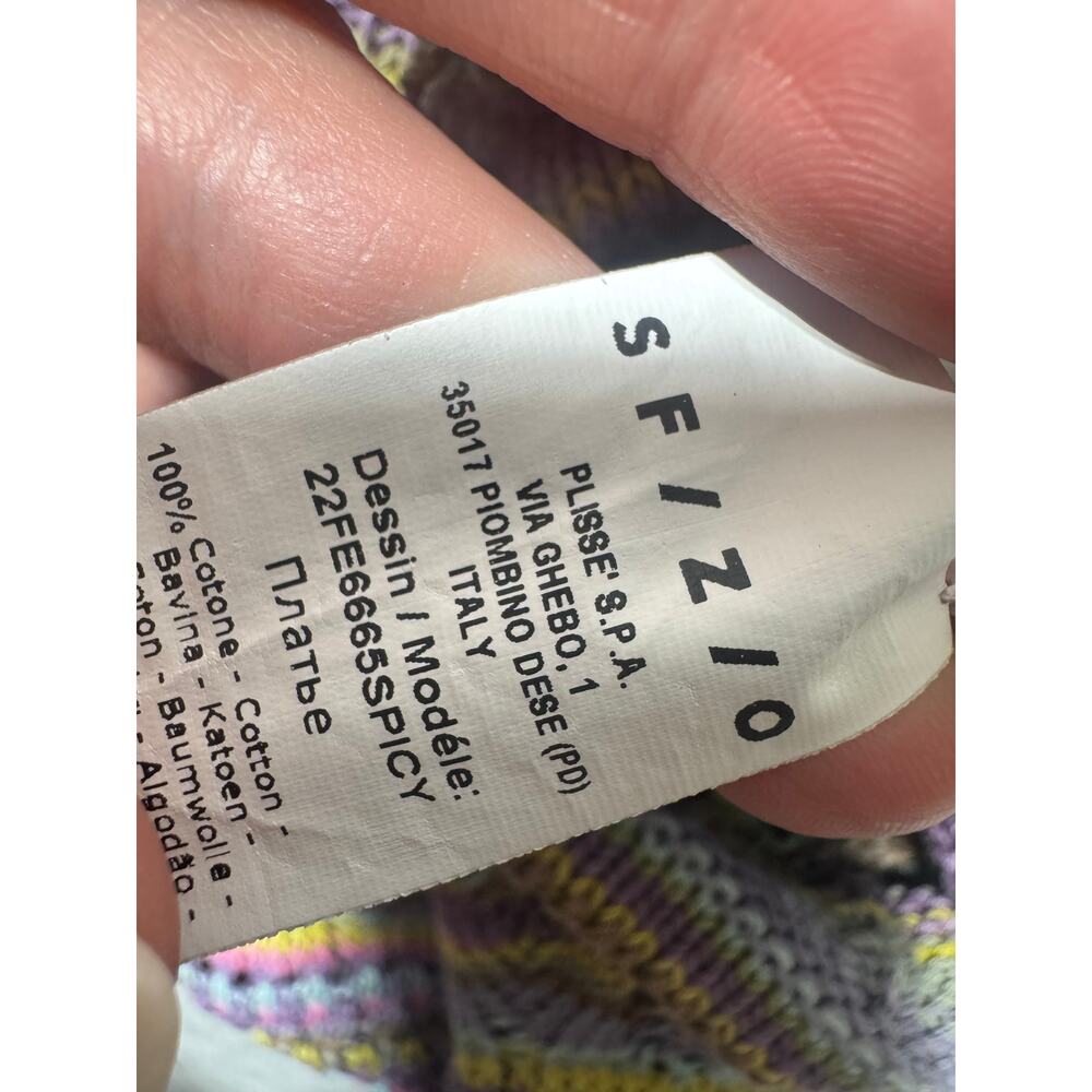 Sfizio Maxi Dress Womens 6 Multicolor Striped Crochet Knit Sleeveless Italy Made - Picture 11 of 16